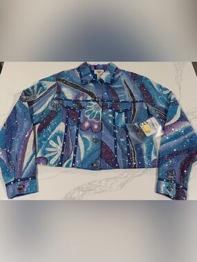 Sandy Starkman Sequined Floral Blue Jacket